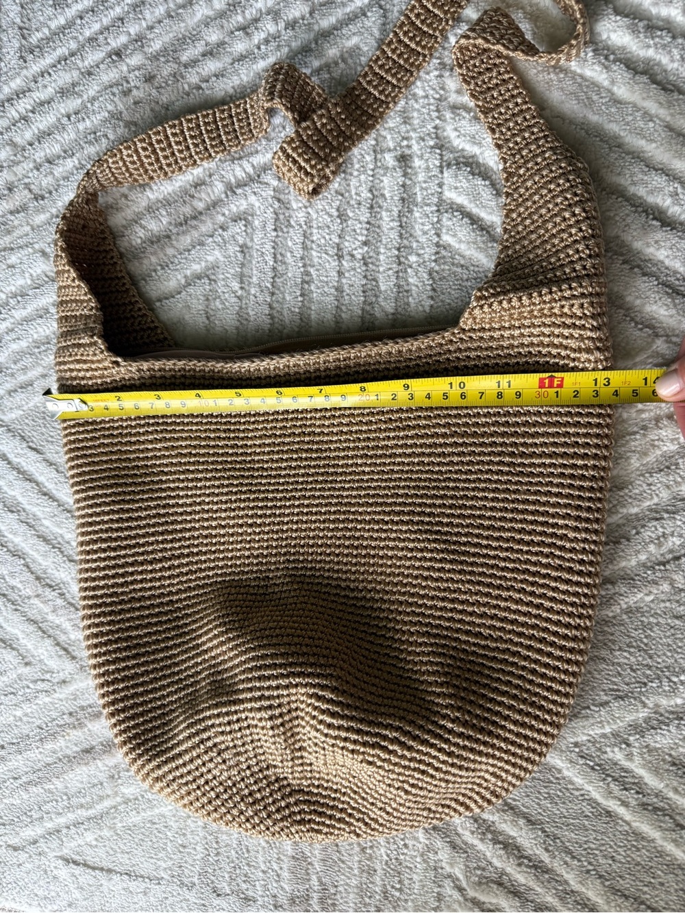 Crochet Crossbody Bag in Natural Tan - Picture 7 of 13